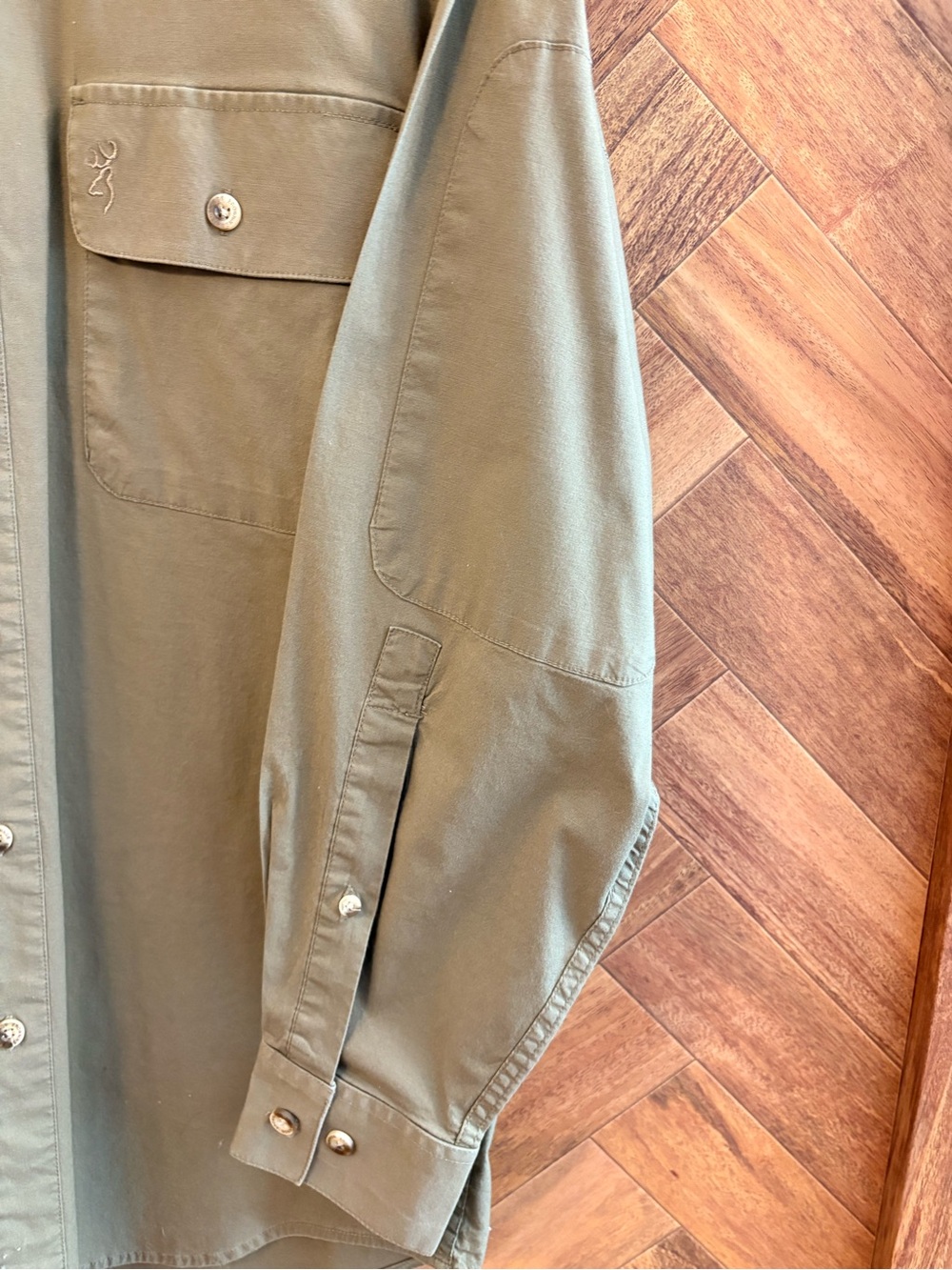 Browning Men's Button-Down Hunting/ Shooting Shirt in Olive Green - Picture 7 of 12
